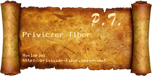 Priviczer Tibor névjegykártya